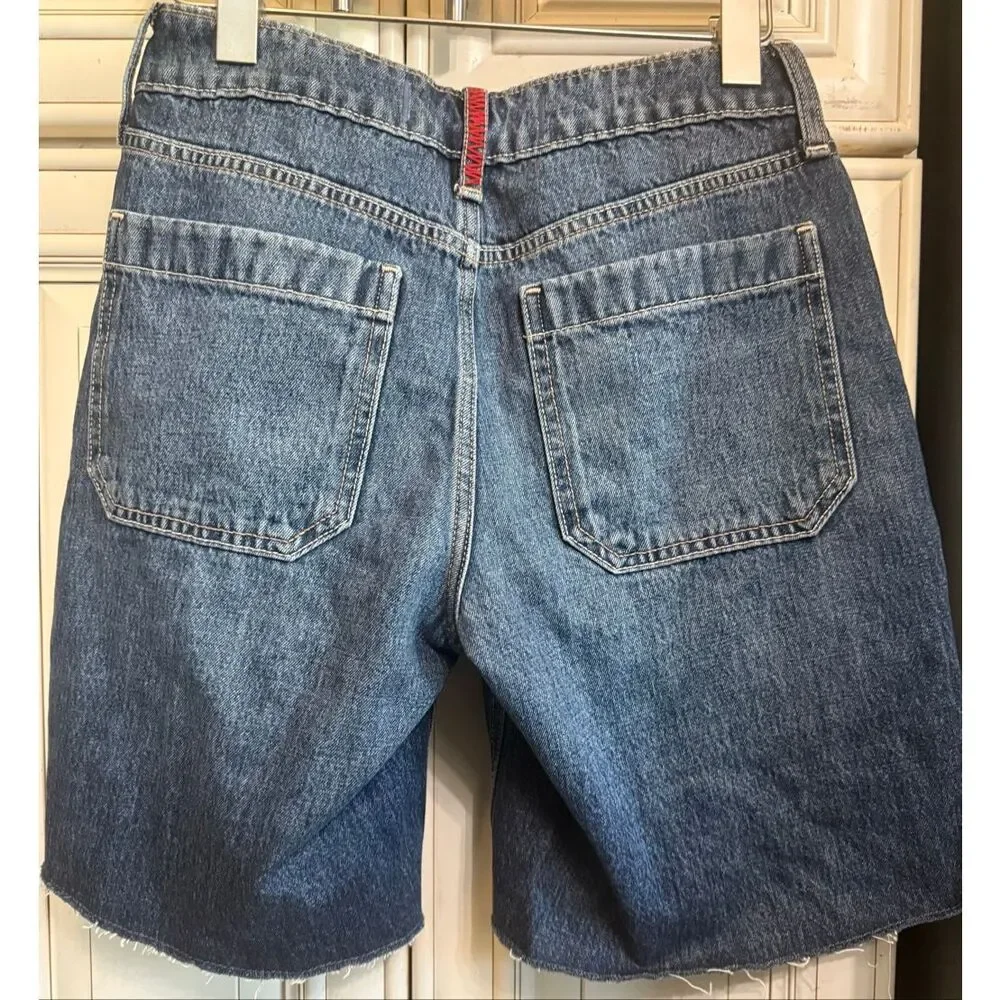 HOLLISTER Women's Low Rise Baggy Jort Raw Hem Denim Shorts Blue Size 000/W23